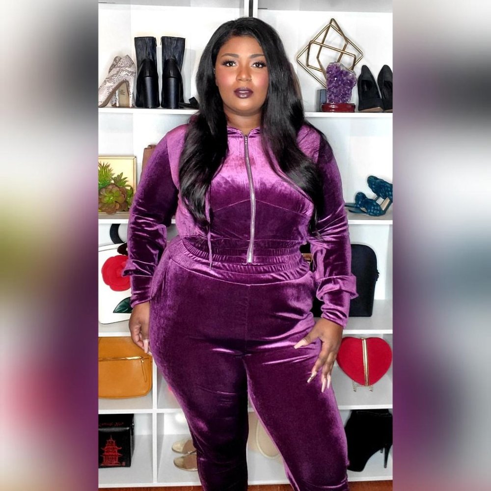 Purple Velour Jogger Set